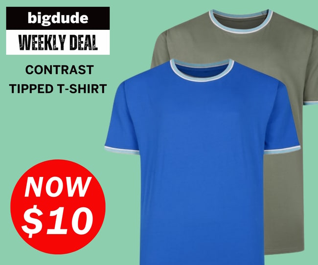 Bigdude weekly deal - Contrast Tipped T-Shirt now $10